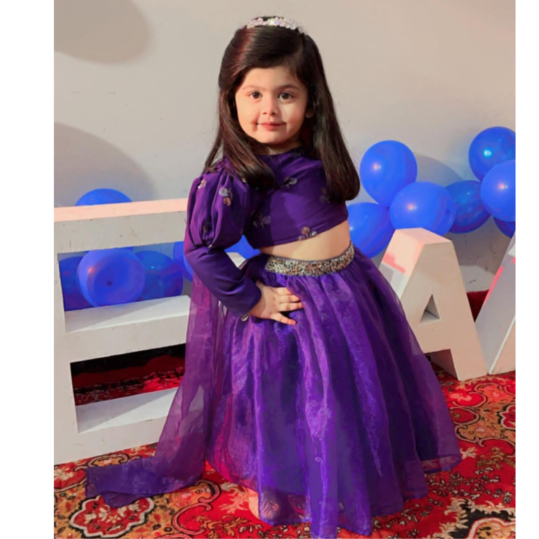 Purple Organza Lehenga Set