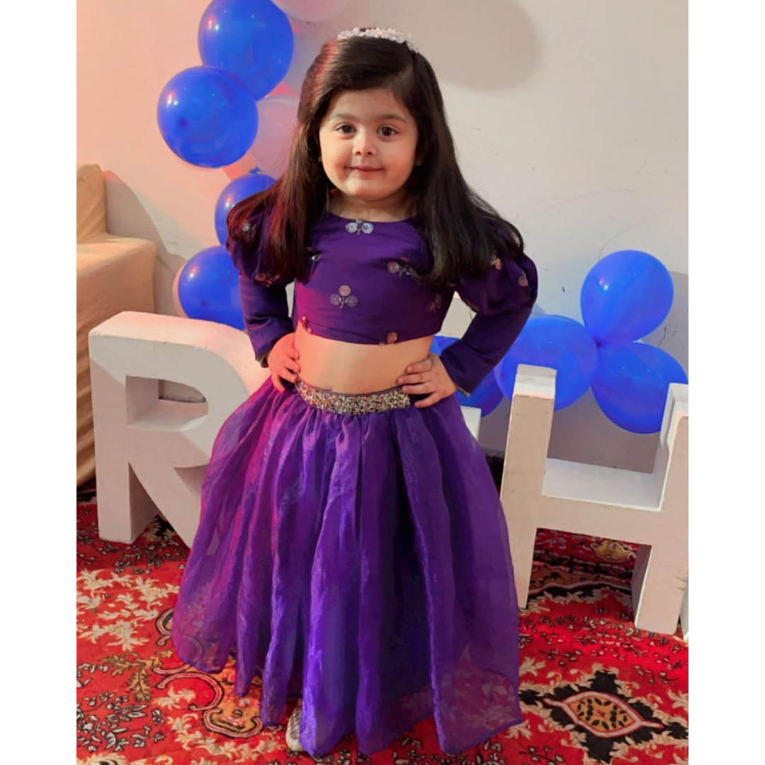 Purple Organza Lehenga Set