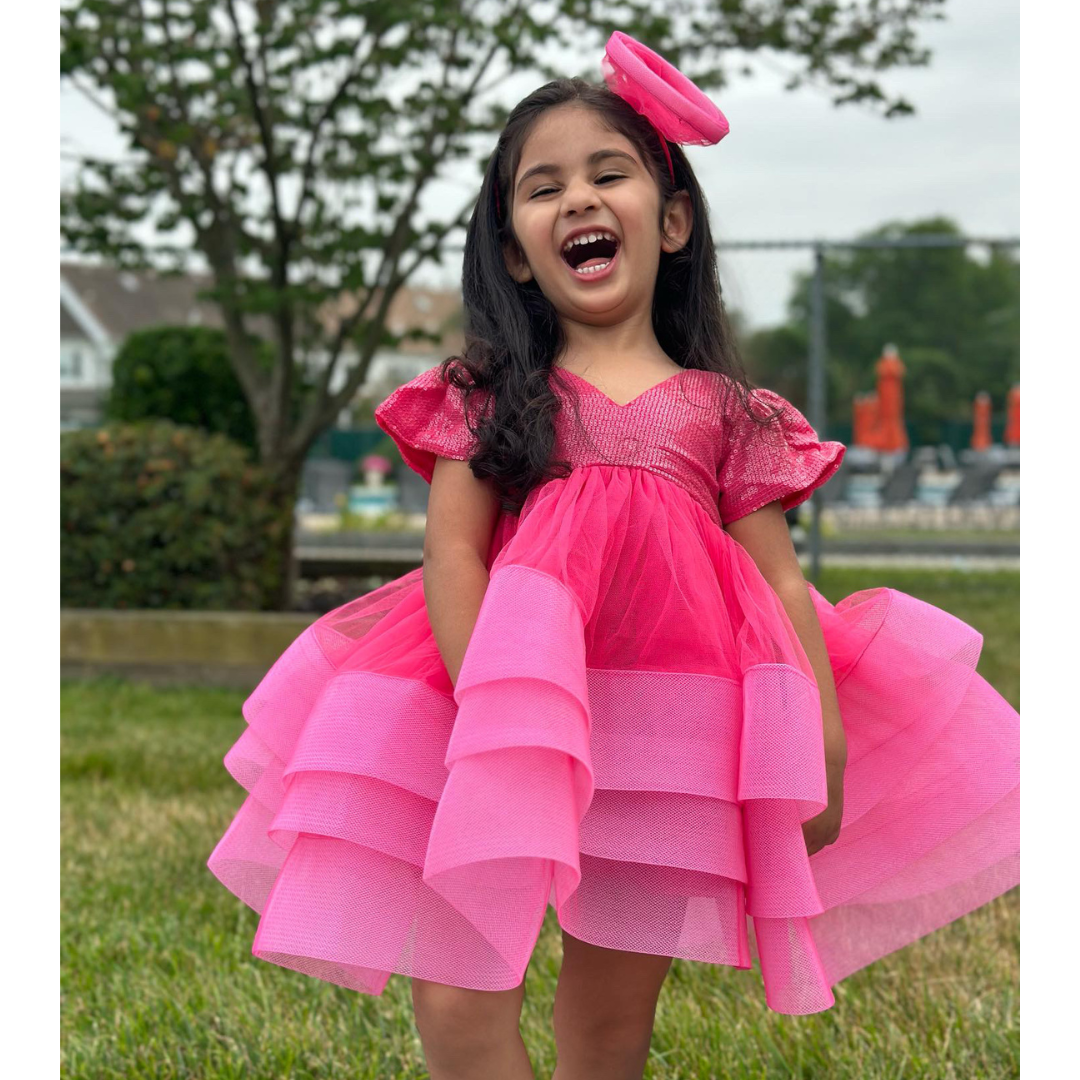 All That Glitters Dress- Neon Pink