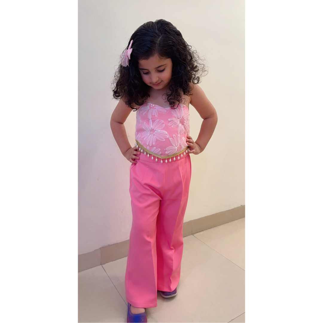 Sugar Pink Floral Tube Palazzo Set