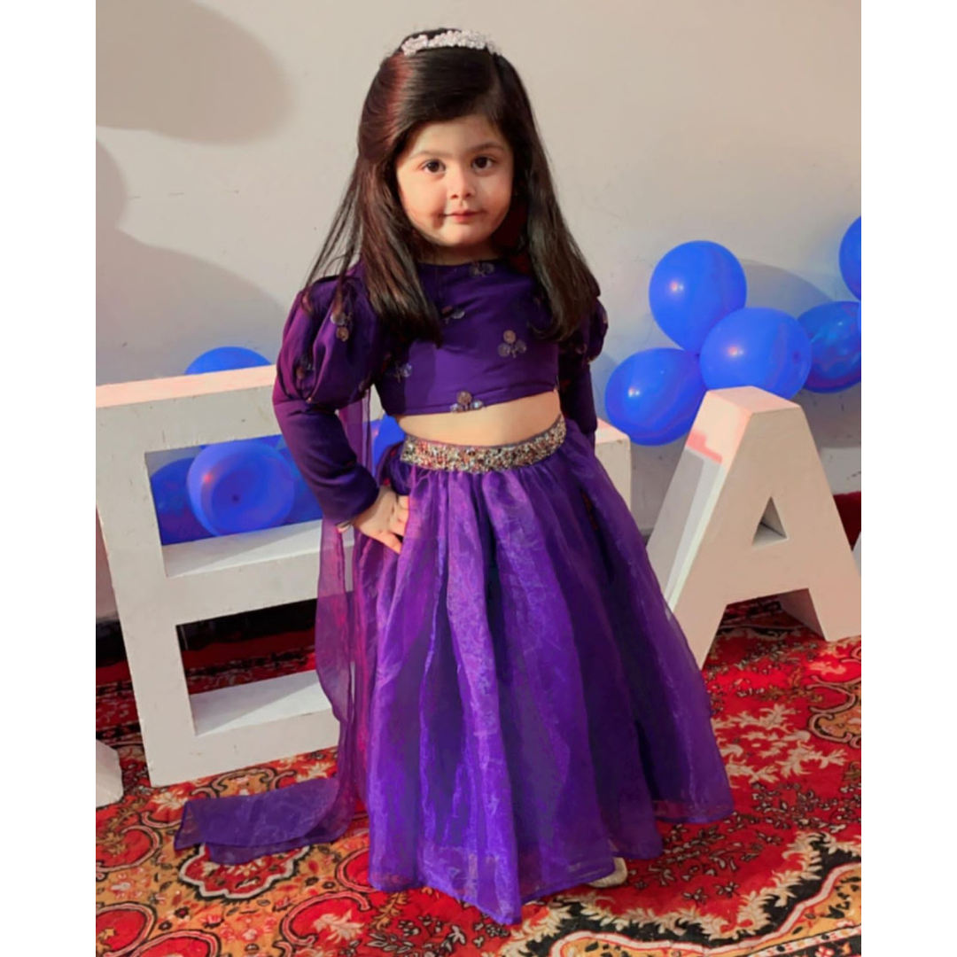 Purple Organza Lehenga Set