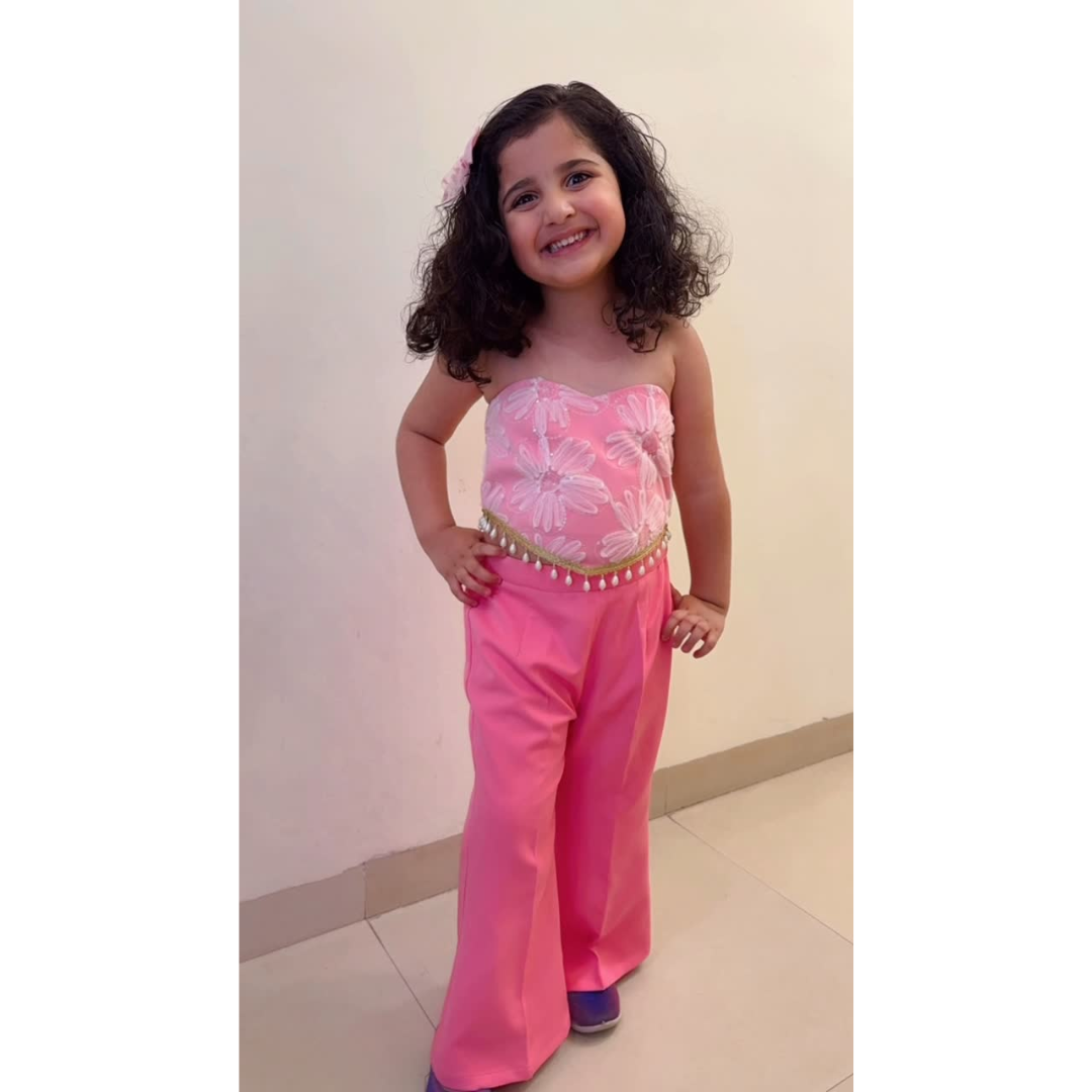 Sugar Pink Floral Tube Palazzo Set