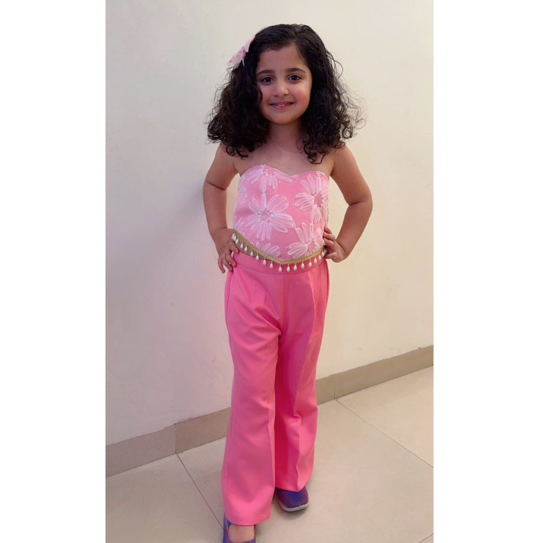 Sugar Pink Floral Tube Palazzo Set