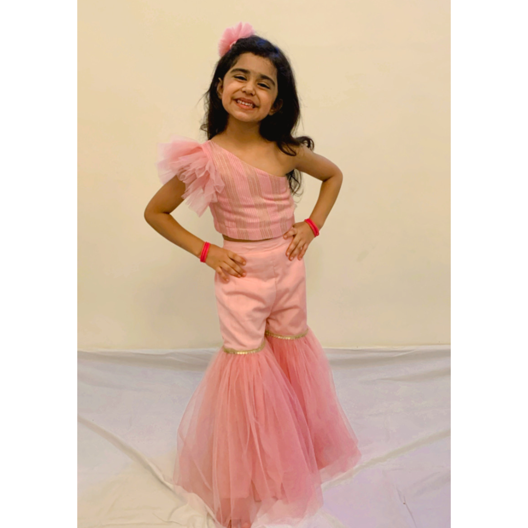 Powder Pink Garara & Crop Top Set